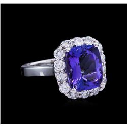 4.60ct Tanzanite and Diamond Ring - 14KT White Gold