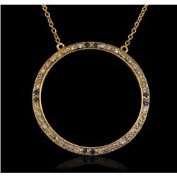 14KT Yellow Gold 0.20ctw Sapphire and Diamond Pendant With Chain