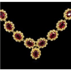 53.15ctw Ruby and Diamond Necklace -  14KT Yellow Gold