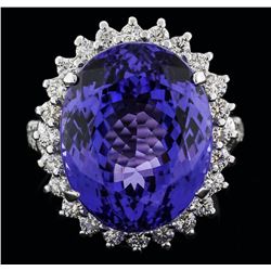 14KT White Gold 19.12ct Tanzanite and Diamond Ring