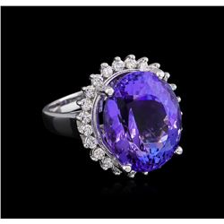 16.75ct Tanzanite and Diamond Ring - 14KT White Gold