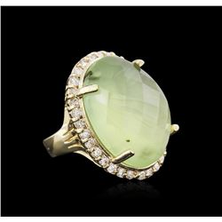 14KT Yellow Gold 32.12ct Green Tourmaline and Diamond Ring