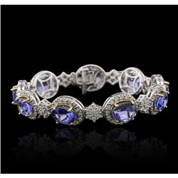 14KT Two-Tone Gold 15.66ctw Tanzanite and Diamond Bracelet