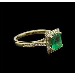 1.50ct Emerald and Diamond Ring - 14KT Yellow Gold