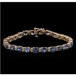 15.60ctw Blue Sapphire and Diamond Bracelet - 14KT Rose Gold