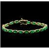 Image 1 : 10.00ctw Emerald and Diamond Bracelet - 14KT Yellow Gold