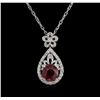 Image 1 : 4.85ct Ruby and Diamond Pendant With Chain - 14KT White Gold