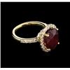 Image 1 : 9.77ct Ruby and Diamond Ring - 14KT Yellow Gold