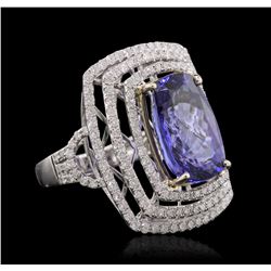 14KT Yellow and White Gold 8.13ct Tanzanite and Diamond Ring