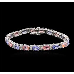 14KT White Gold 6.30ctw Sapphire, Tanzanite and Diamond Bracelet