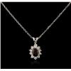 Image 1 : 14KT White Gold 0.66ct Ruby and Diamond Pendant With Chain