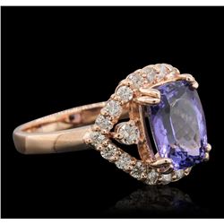 14KT Rose Gold 2.95ct Tanzanite and Diamond Ring