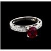 Image 1 : 1.59ct Ruby and Diamond Ring - 18KT White Gold