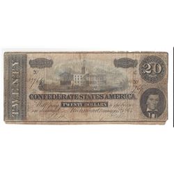 1864 $20 Confederate States of America Bank Note