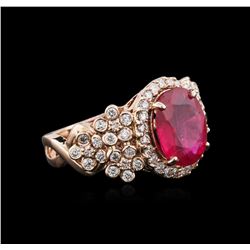 14KT Rose Gold 3.91ct Ruby and Diamond Ring