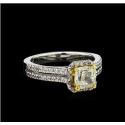 1.38ctw Fancy Yellow Diamond Ring - 14KT Two-Tone Gold