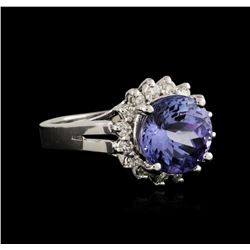 14KT White Gold 4.76ct Tanzanite and Diamond Ring