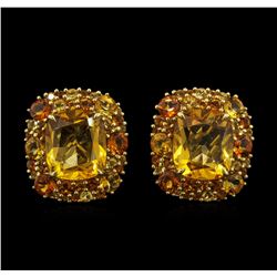 24.64ctw Citrine Earrings - 18KT Yellow Gold