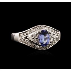 14KT White Gold 0.69ct Tanzanite and Diamond Ring