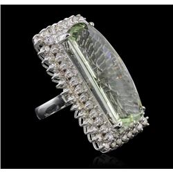 14KT White Gold 31.56ct Quartz and Diamond Ring