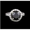 Image 2 : 3.86ctw Black Diamond Ring - 14KT White Gold