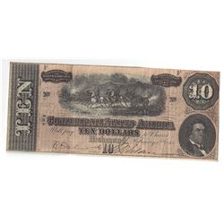 1864 $10 Confederate States of America Bank Note