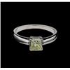 Image 2 : 0.70ct Light Yellow Diamond Solitaire Ring - 14KT White Gold