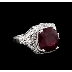 10.85ct Ruby and Diamond Ring - 14KT White Gold