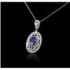 Image 3 : 14KT White Gold 8.01ct Tanzanite and Diamond Pendant With Chain