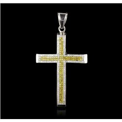 14KT White Gold 8.48ctw Diamond Cross Pendant