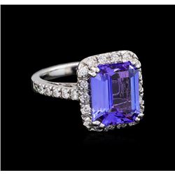 5.58ct Tanzanite and Diamond Ring - 14KT White Gold