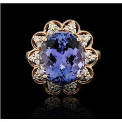 14KT Rose Gold 8.58ct Tanzanite and Diamond Ring