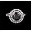 Image 2 : 3.36ctw Black Diamond Ring - 14KT White Gold