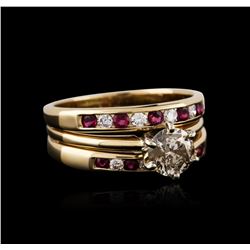 14KT Yellow Gold 1.08ctw Diamond and Ruby Ring