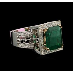 4.73ct Emerald and Diamond Ring - 14KT Two-Tone Gold