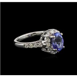 2.05ct Tanzanite and Diamond Ring - 14KT White Gold