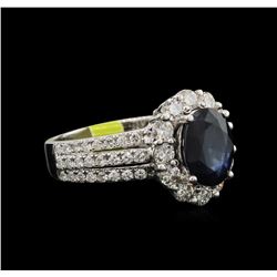 2.00ct Blue Sapphire and Diamond Ring - 14KT White Gold