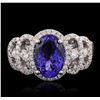 Image 2 : 18KT White Gold 2.15ct Tanzanite and Diamond Ring