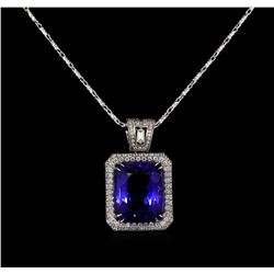 18KT White Gold GIA Certified 16.95ct Tanzanite and Diamond Pendant With Chain