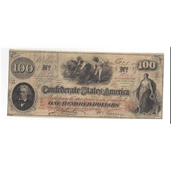 $100 Confederate States of America Bank Note