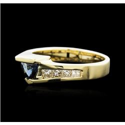 14KT Yellow Gold 0.65ct Sapphire and Diamond Ring