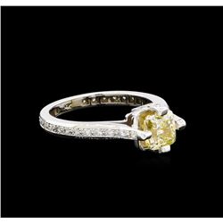 1.82ctw Fancy Yellow Diamond Ring - 14KT White Gold