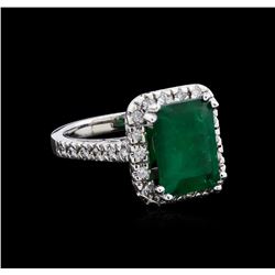 4.00ct Emerald and Diamond Ring - 14KT White Gold