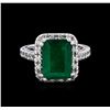 Image 2 : 4.00ct Emerald and Diamond Ring - 14KT White Gold