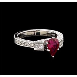 1.16ct Ruby and Diamond Ring - 18KT White Gold