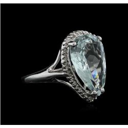 5.70ct Aquamarine and Diamond Ring - 14KT White Gold