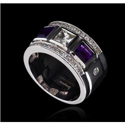 0.54ctw Amethyst and White Sapphire Ring - .925 Silver