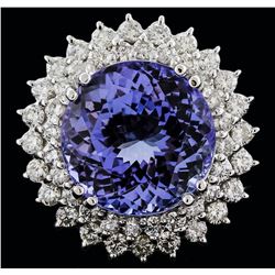 14KT White Gold 14.41ct Tanzanite and Diamond Ring