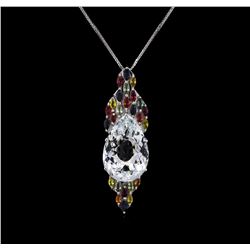 14KT White Gold 23.00ct Beryl, Sapphire and Ruby Pendant With Chain