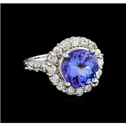 4.64ct Tanzanite and Diamond Ring - 14KT White Gold